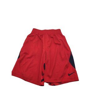 NIKE Dri-Fit Boys Athletic Basketball Shorts Red Solid front Print back SZ M